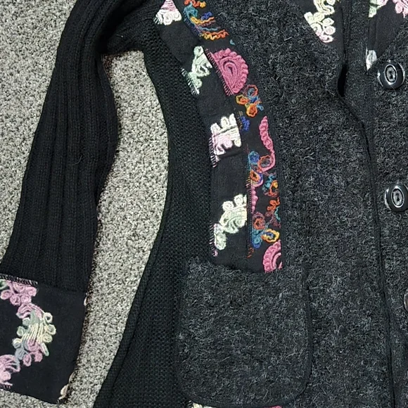 Coco + Carmen Black Sweater with Patchwork Embroidery - Picture 4 of 5